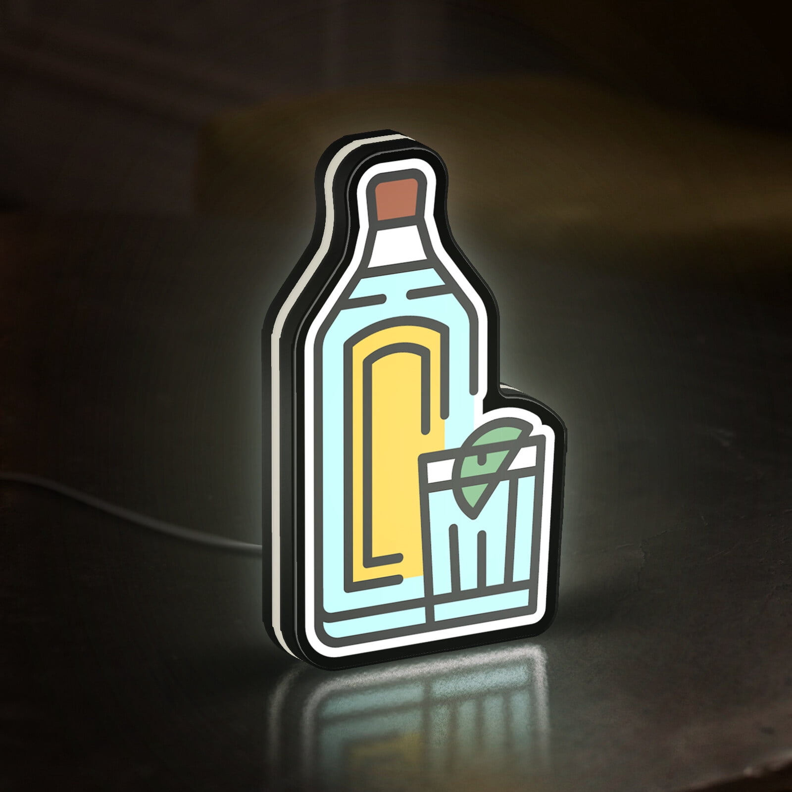 Gin Bottle 3D Novelty Light Box, Alcohol Lamp Decor for Bar Walls, Liquor Cabinets and Food & Beer Lovers (Width 12 inch, 30cm)