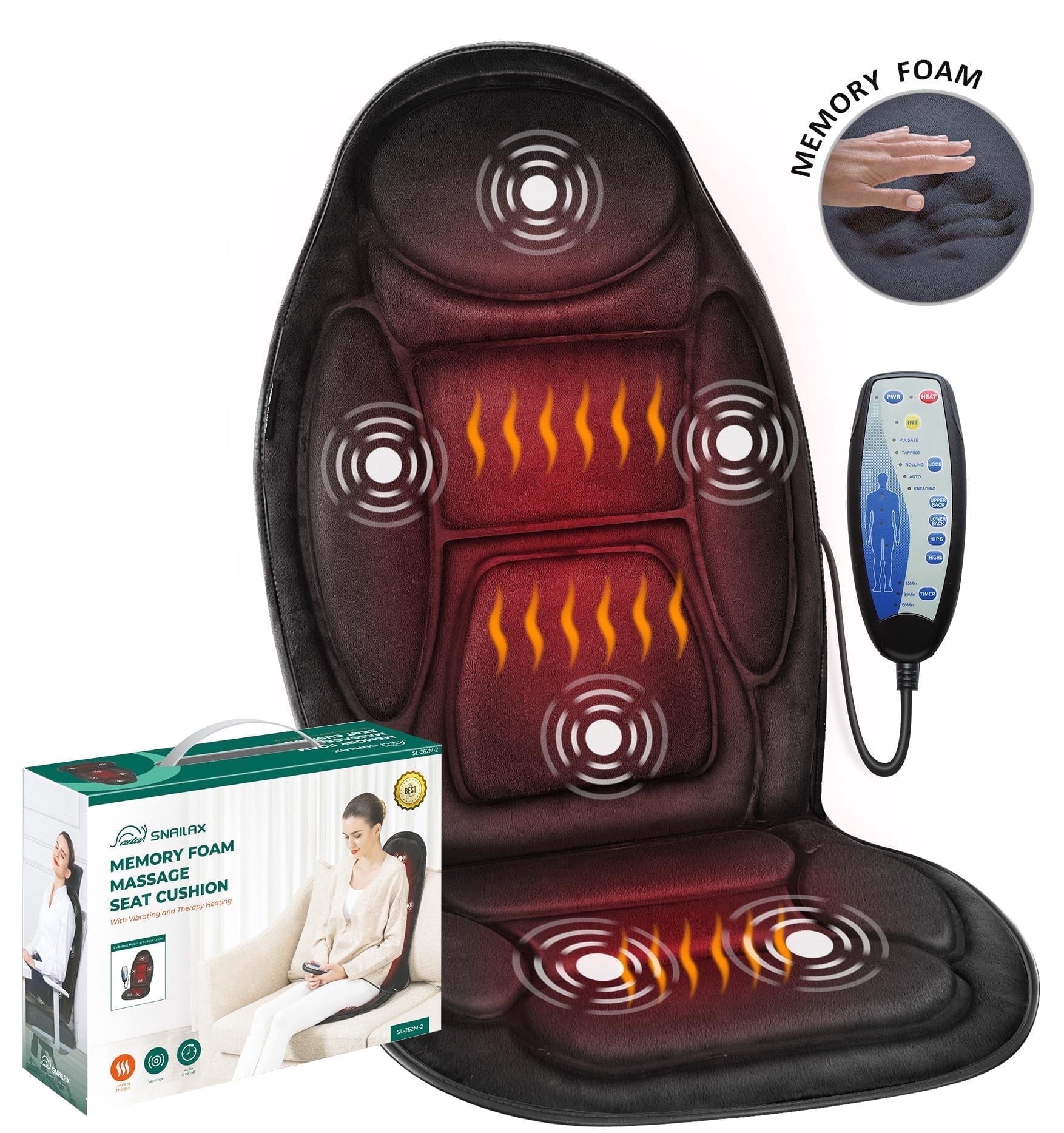 Snailax Back Massager with Heat, Vibration Massage Pad for Chair, Office,  Home Use - Walmart.com