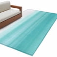 thumbnail image 2 of 3'x5' Area Rugs, Aqua White Ombre Indoor Outdoor Area Rug for Living Room Bedroom, Chic Modern Funny Abstract Striped Art Washable Bathroom Rugs Kitchen Floor Carpet Mats Home Decor Aesthetic, 2 of 8