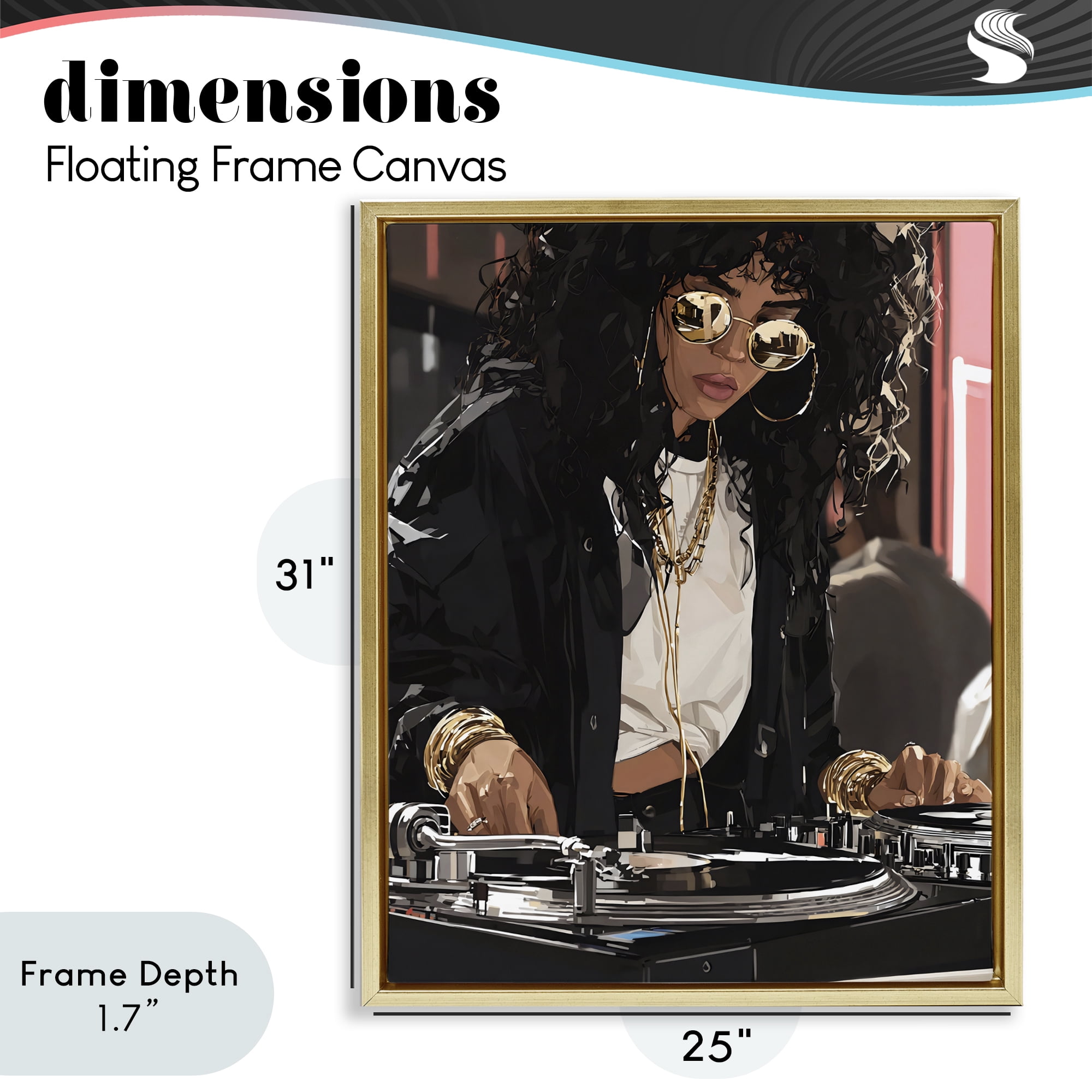 Stupell Industries DJ Focused On Turntables Gold Framed Floater Canvas Wall Art, design by Franklyn Gregory