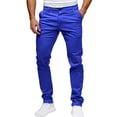 thumbnail image 2 of Mens Chinos Slim Fit Stretch Lightweight Quick Dry Flat Front Skinny Golf Dress Pants with Button and Zipper Big and Tall Size S-3XL Blue, 2 of 5