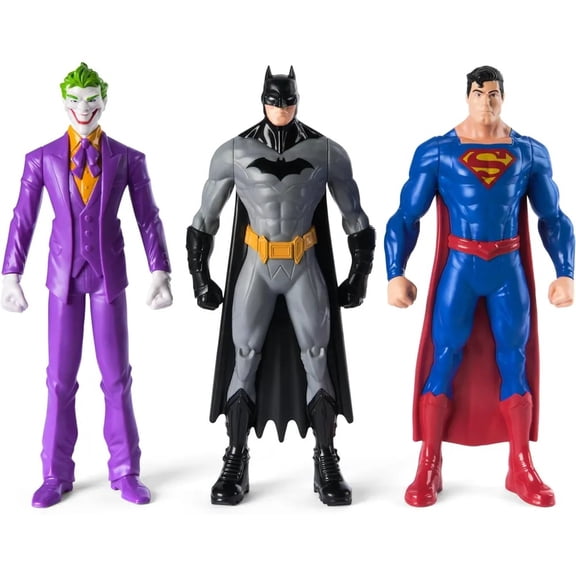 DC Comics, Batman and Superman Against The Joker, Action Figure 3-Pack Set, 12-Inch Action Figures, Gifts for Kids, Boys and Girls Ages 3