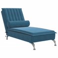 thumbnail image 2 of vidaXL Massage Chaise Lounge with Bolster Blue Velvet, 2 of 9