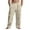 Khaki, variant on JTieacloth Casual Pants for Men Men's Fashion Solid Color Linen Casual Pants Breathable Cargo Pocket Loose Casual Wide Leg Pants Gray