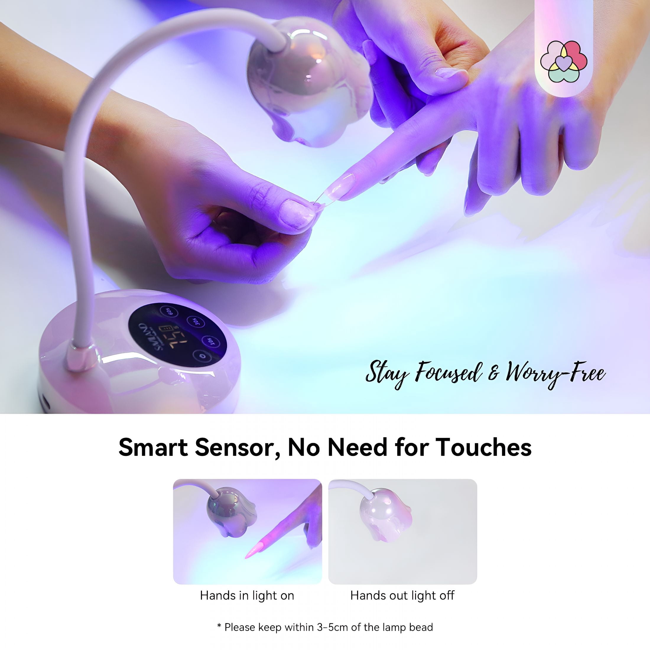 HIBIBUD 8S Fast Curing Nail Lamp: Smart Sensing 360° Gooseneck Gel Nail Uv Light 30W Led Nail Lamp with 3 Timers And Auto Sensor for Salon Diy Use Mermaid Pinkish Purple