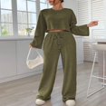 thumbnail image 2 of Women’s Two Piece Outfits Set Ribbed Knit Crop Tops Drawstring Pants, 2 of 7