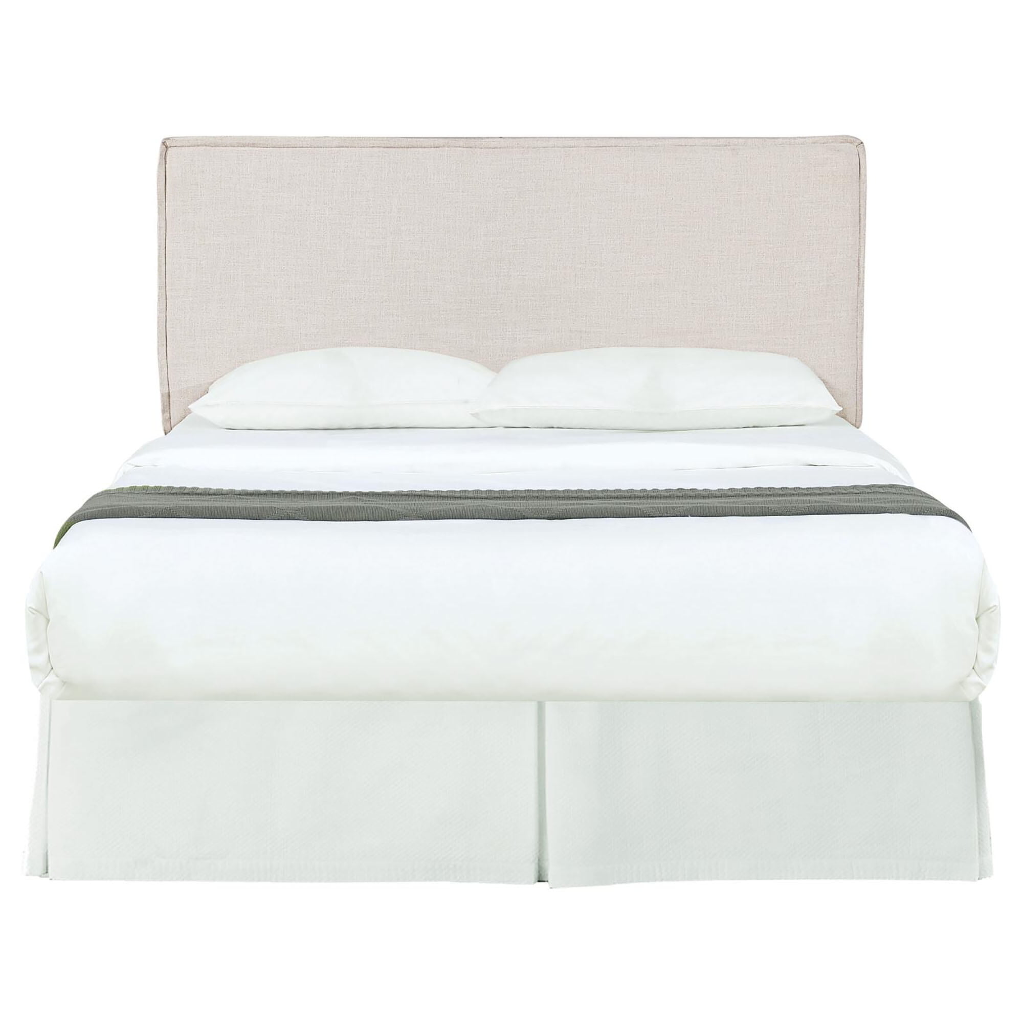 Queen Size Sand Upholstered Headboard with Flange Details, 65" Wide Fabric Headboard for Bedroom, Modern Pine Wood Frame