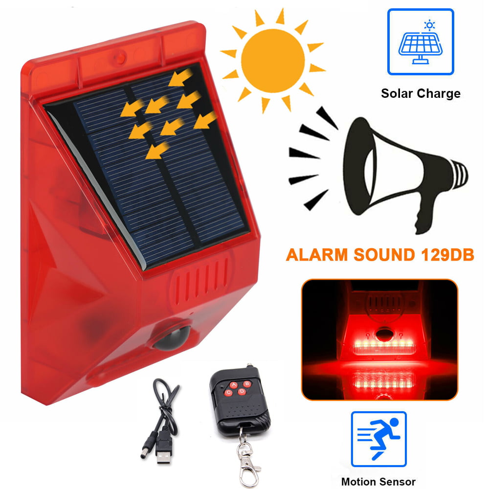 Solar Sound & Light Alarm Motion Sensor Solar Strobe Light Solar Alarm Light 