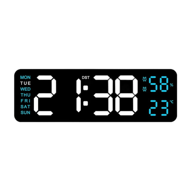 Reloj despertador digital, pantalla LED, degreeC/ degreeF, temperatura electrónica de 12/24 horas y Azul