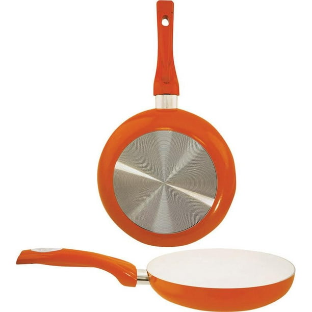 EuroWare 8124O NonStick Fry Pan, 91/2 in Dia, Aluminum, Orange