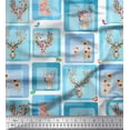 thumbnail image 1 of Soimoi Poly Georgette Fabric Bird & Reindeer Face Patchwork Print Fabric by The Yard 42 Inch Wide, 1 of 1