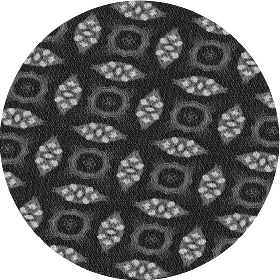 Ahgly Company Indoor Round Patterned Midnight Gray Area Rugs, 3' Round