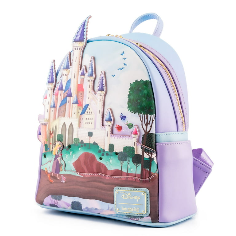 Disney Loungefly Mini Backpack Aurora Castle Sequins Pink Sleeping Beauty