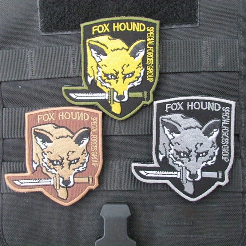 1 set of Foxhound Velcro Embroidered Badges - Tactical patch patches for backpacks, apparel, jackets, jeans, vests