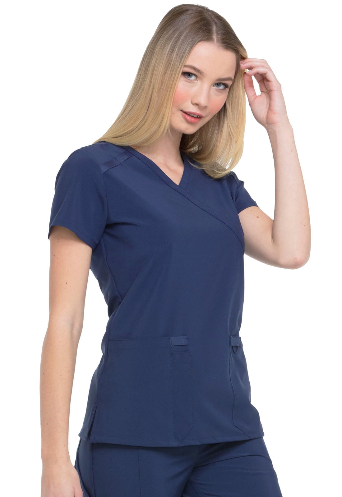Dickies EDS Essentials Scrubs Top for Women Mock Wrap Plus Size DK625, 3XL, Navy