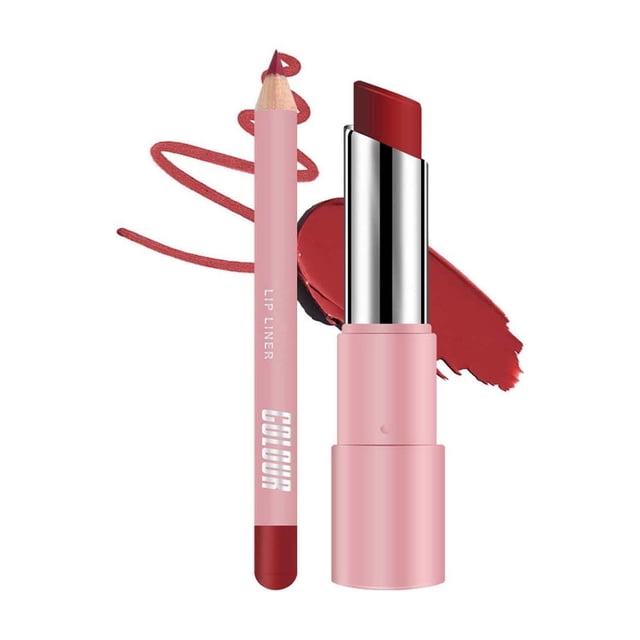 Set de Labial y Delineador de Labios Mate de Larga Duración 24h Waterproof No Desvanece Hidratante con Brillo Aplicación Fácil | Color Suave | Brillo Multiusos | Labial 3g + Delineador 0.6g