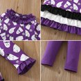 thumbnail image 4 of Hotiary 1-8T Toddler Kids Halloween Outfit Girls' Elf Printed Lace Sleeves Pullover and Stripe Long Pants Two-Piece Set, 4 of 13