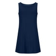 thumbnail image 4 of Rapport Qualité-Prix, Robe d'Été Aguichant Mode Femme Couleur Unie Dos Nu Sans Manches Col Rond, Robe Dos Nu Aguichant, Robe Couleur Unie, Robe Sans Manches Col Rond Élégante et Stylée/coton, Bleu Foncé, 4 of 9