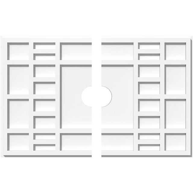 Ekena Millwork CMP26X17BX2-03000 3 in. ID x 9 in. Rectangle Beaux Architectural Grade PVC Contemporary Ceiling Medallion - 2 Piece