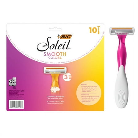 BIC Soleil Color Collection Women’s Disposable Razors 10-Count, 3 Blades