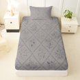thumbnail image 3 of jejeloiu Soft Floral Twin Sheets For Girls,Diamond Pattern Bedding,Grey Blue,3pcs,1 Fitted Sheet and 1 Pillowcase, 3 of 6