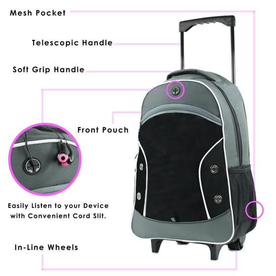Argo Sport DualTone 20 in. CarryOn Black/Grey Rolling Backpack