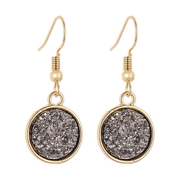 Qarigey 1 par de pendientes colgantes chapados en Drusy, colgantes redondos, accesorios de joyería multicolor, regalos femeninos, decoraciones para Ropa, zapatos y accesorios Miscelánea Gris Qarigey AP009627-03B