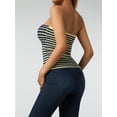 thumbnail image 5 of Aunavey Womens Striped Crisscross Knitted Crop Tube Top Hollow Out Sleeveless Strapless Cropped Tank Top Vest, 5 of 8