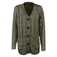 thumbnail image 2 of Feancey Womens Plus Size Knitted Cardigan Winter Chunky Cable Knit Sweater Coats Comfy Soft V-neck Button Cardigans Pockets Casual Open Front Sweaters Limited Time Army Green XL, 2 of 5