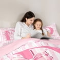 thumbnail image 5 of Erosebridal Girl Personalized Initial Gifts 7pcs Bedding Comforter Set,Pink Bowtie Alphabet D Queen Bedding Sets For Kids,Pink Reversible, 5 of 7