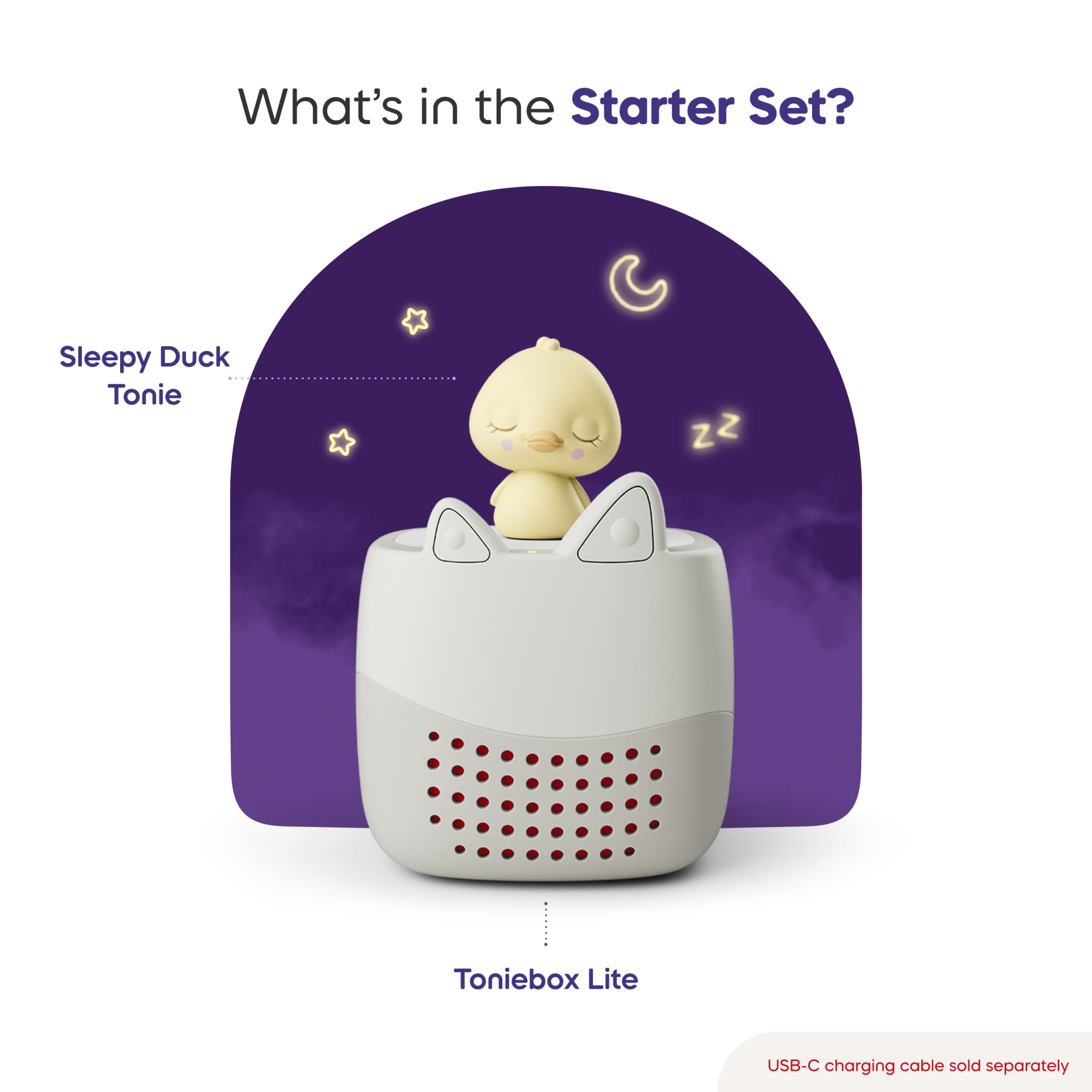 Tonies Toniebox Lite Screen-Free Audio Player Sleepy Starter Set for Kids, Age 1+
