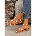 thumbnail image 4 of Women‘s Plus Size Floral Decor Toe Ring Flat Sandals, 4 of 7