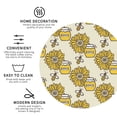 thumbnail image 3 of Honeii Cartoon Honey Pot Bee Sunflower print Leather Coaster Set of 4, ideal for safeguarding your furniture from drinks spills and effortless cleanup-Round Shape, 3 of 6