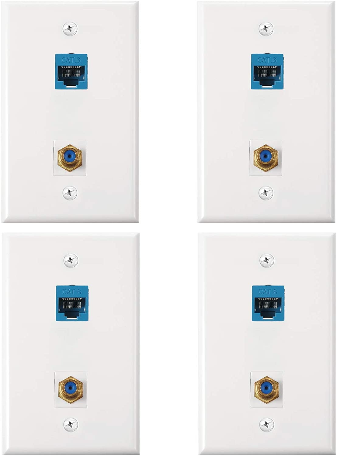 4 Pack Coax Wall Plates, Cat6 Coax Wall Plate with