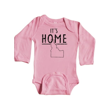 

Inktastic It s Home- State of Idaho Outline Distressed Text Gift Baby Boy or Baby Girl Long Sleeve Bodysuit