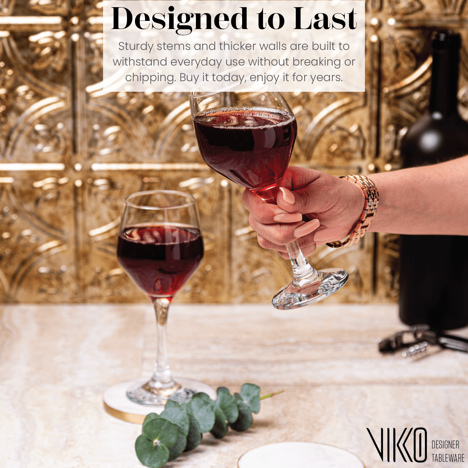 Vikko Small Wine Glasses, 8.75 Ounce | Perfect for Parties, Weddings, and Everyday – Thick and Durable Construction – Set of 12 Dishwasher Safe Wine Glasses