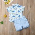 thumbnail image 3 of xiaxaixu Baby Boy's Short Sleeve Print Button Down Shirt + Solid Color Shorts, 3 of 7