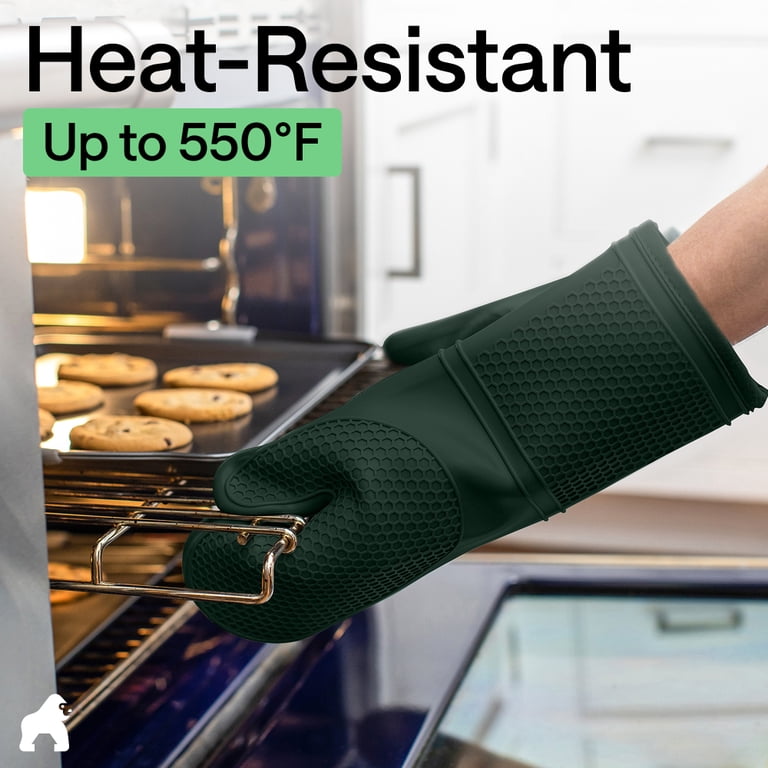 しあわせな選択 meets COMFORT KITCHEN GLOVE/GRN Gorilla Grip Silicone Oven Mitts, Waterproof and Soft Cotton