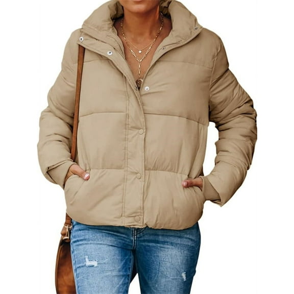 Winter Fashion Women Casual Zipper Jacket Lightweight Puffer Coat