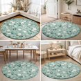 thumbnail image 4 of Round Area Rugs 3.3Ft, White Teal Spring Floral Non-Slip Washable Circle Rugs Carpet, Watercolor Flowers Summer Botanical Indoor Outdoor Rug Floor Mats Throw Runner for Bedroom Living Room Bathroom, 4 of 8