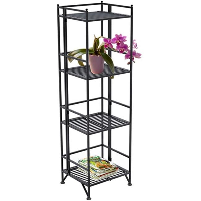 XTra Storage 4 Tier Black Folding Metal Shelf by
