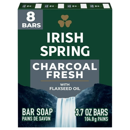 Irish Spring Bar Soap for Men, Charcoal Fresh Mens Bar Soap, 2 Pack, 3.2 oz