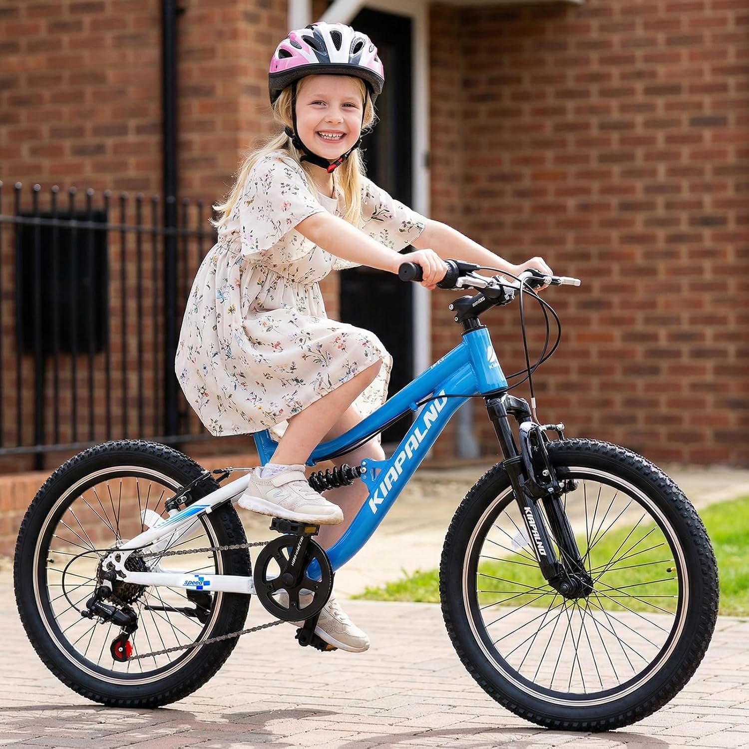Ambifirner 20 Inch Bike with Training Wheels Single Speed, Adjustable Seat for Growing Riders, Dual Coaster & V-Brakes, Full Chain Guard, Easy Assembly (Black)