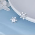 thumbnail image 2 of Sterling Silver CZ Snowflake Earrings Stud for Women Teens Christmas Snowflake Stud Earrings Winter Holiday Earrings, 2 of 12