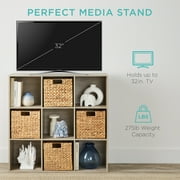 Best Choice Products 9-Cube Bookshelf, 11in Display Storage Organizer w/ 3 Removable Back Panels - Greige