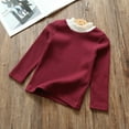 thumbnail image 3 of ContiKids Fall Winter Baby Toddler Girls Ruffle Mock Neck T-Shirts Little Girls Pullover Sweater Knitted Top Shirt Wine 3-4 Years, 3 of 5