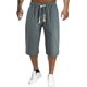 thumbnail image 1 of Pantalones cortos de lino para hombre, estilo casual, color sólido, sueltos, rectos, elásticos, con cordón, para verano, playa, yoga, con bolsillos 05-azul marino M 05-azul marino M Xishao ropa, 1 of 1