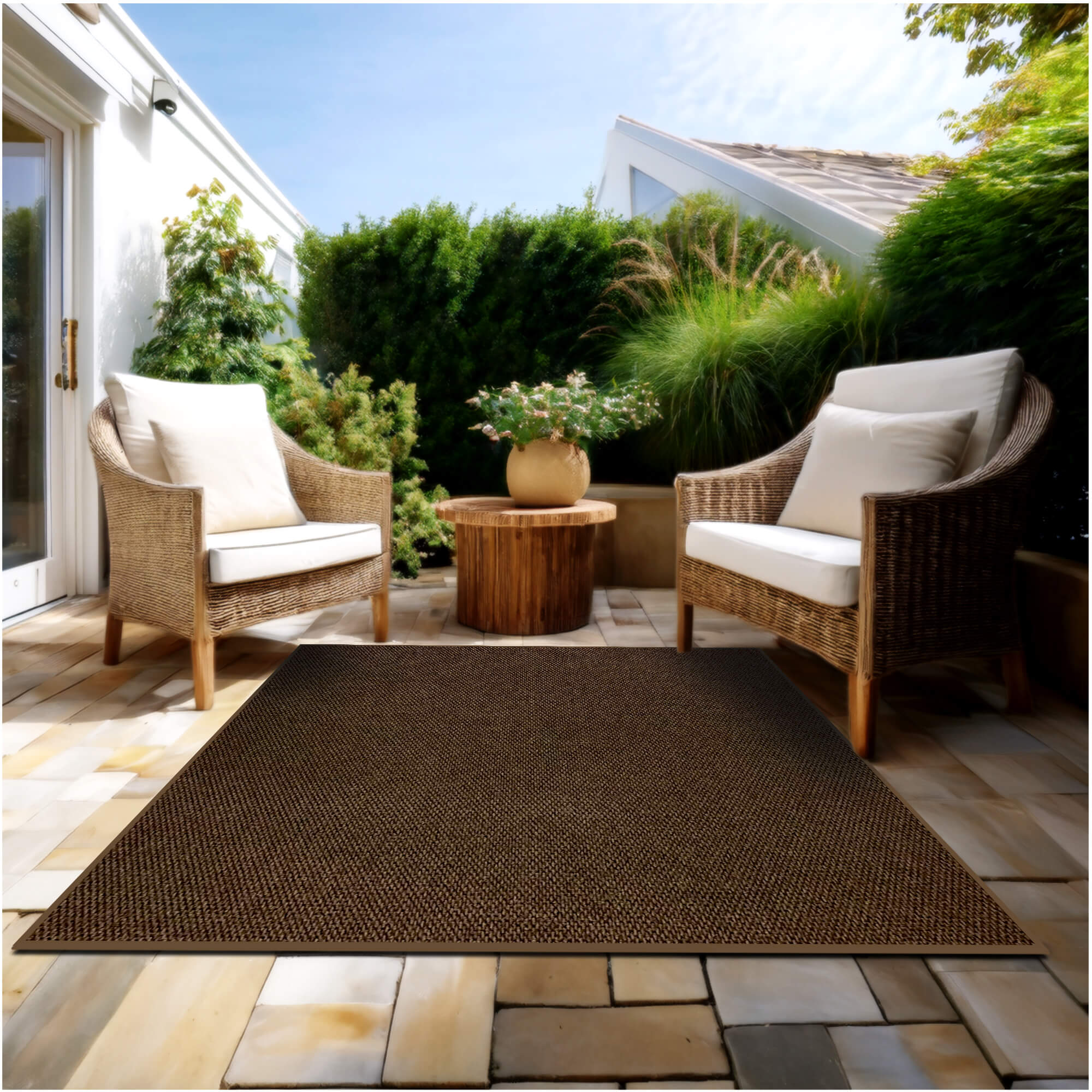 2'x3' Soft Indoor/Outdoor Hobnail Style Area Rugs. Lightweight and Flexible for Easy Cleaning and Transport (Color: Mocha)