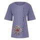 thumbnail image 4 of Camisas de lino Bouanq para mujer, blusa bordada de algodón y lino, manga corta, estilo bohemio mexicano, camiseta informal, 4 of 4