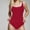Red, variant on Sakmal Bathing Suits for Women Tummy Control One Piece Square Neck Black Swimwear Full Coverage Ribbed Swimsuits